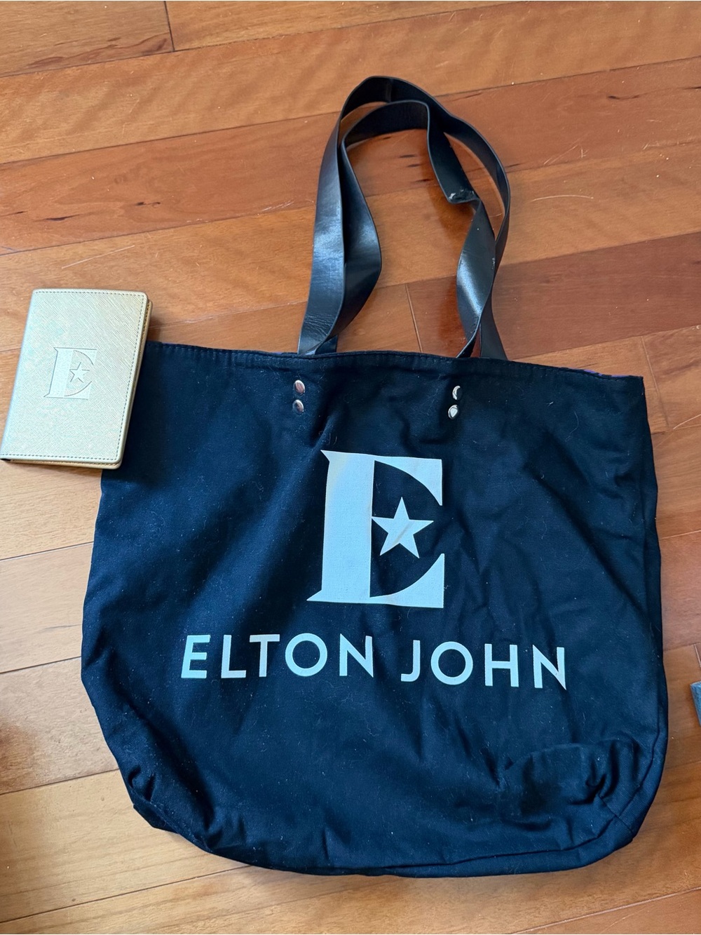 Elton John black canvas tote bag + passport holder  VIP exclusive